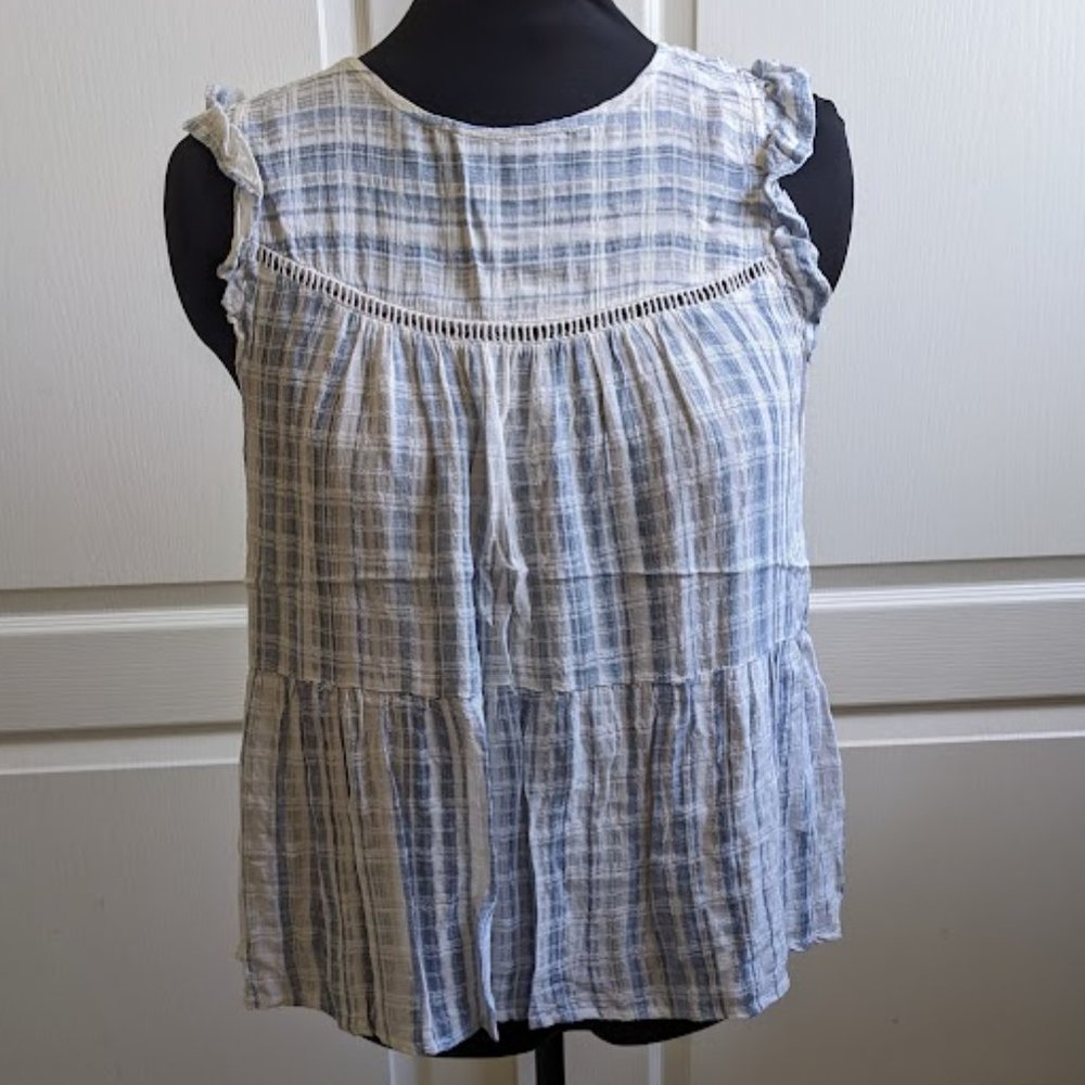 Rewind Top - loose flowy peplum gingham flutter sleeve